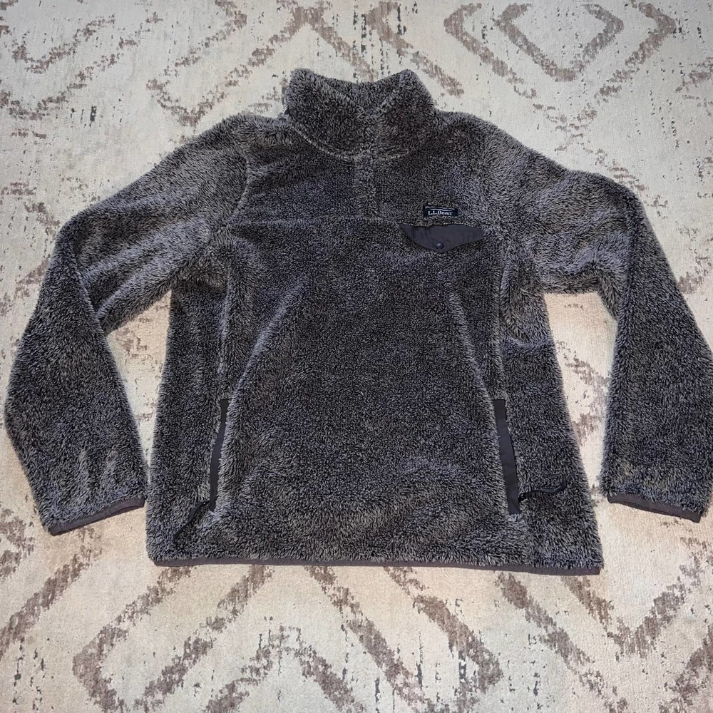 L.L. Bean Fuzzy Pullover Gray Medium - Picture 1 of 5